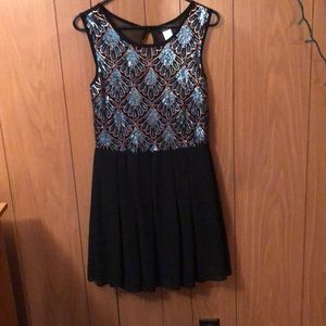 turquoise and gold sequin dress